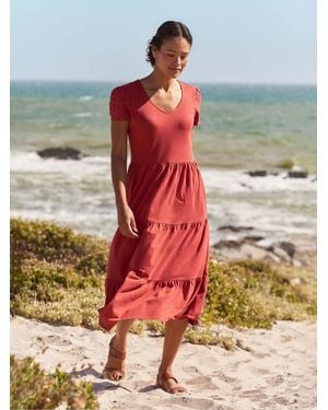 Mountain Warehouse Malaga Broderie Sleeve Tiered Uv Max Dress - Orange