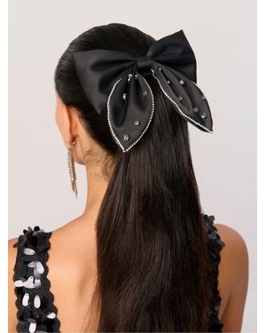 Aela Statement Sparkle Hair Bow - Black