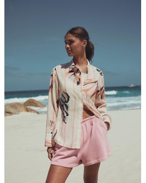 Next Relaxed Long Sleeve Shirt With Linen - Blue