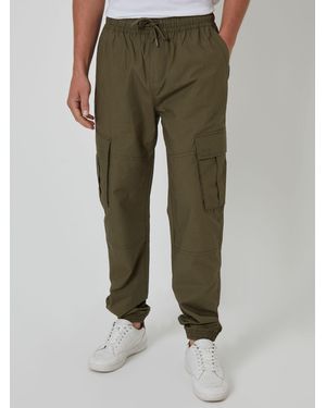 Threadbare Khaki Regular Fit Cuffed Cargo Trousers - Green