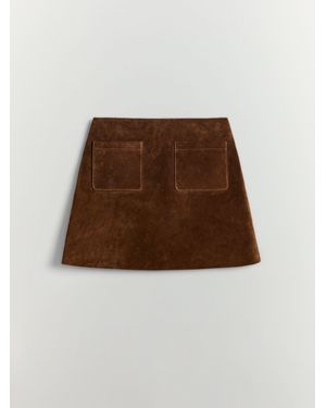 BHOEM Real Suede Leather Mini Skirt - Brown