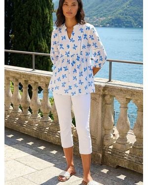 Roman Floral Print Overshirt - Blue