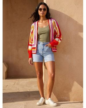 Roman Crochet Cardigan - Orange