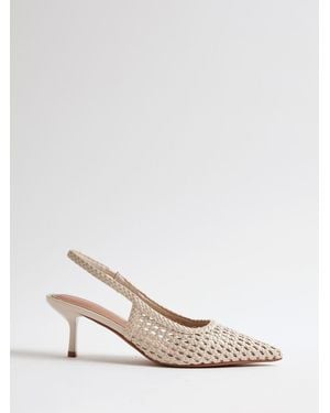 River Island Weave Slingback Heeled Court Shoes - White