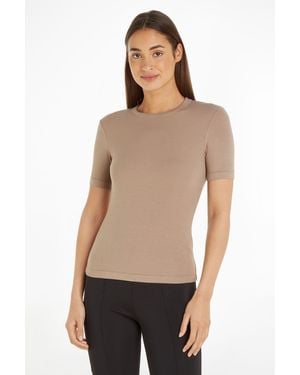 Calvin Klein T-Shirt Aus Modal-Ripp - Braun