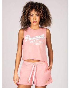 Pineapple Sleeveless Crop T-Shirt - Pink