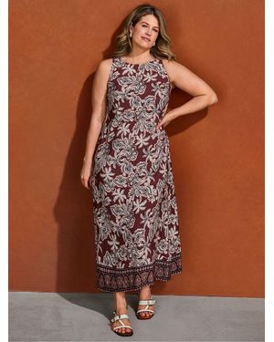 Live Unlimited Floral Print Sleeveless Maxi Dress - Brown