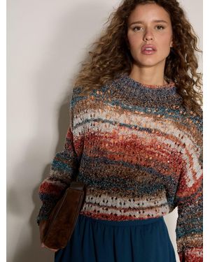 Apricot Open Knit Multi-Coloured Oversized Jumper - Brown