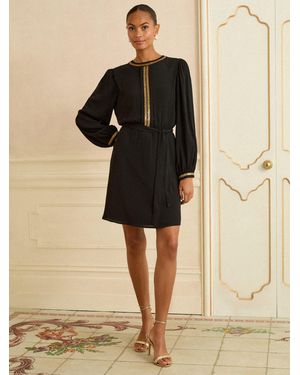 Love & Roses Sequin Trim Mini Dress - Natural