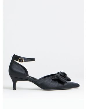 Simply Be Wide Fit Two Part Satin Bow Heels - Black