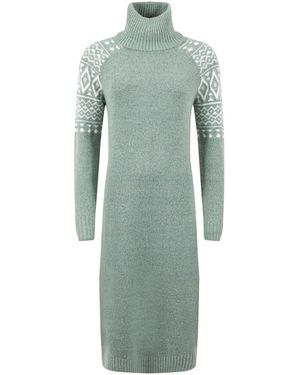 Weird Fish Ezzie Fair Isle Pattern Roll Neck Knitted Dress - Green