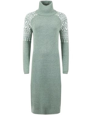 Weird Fish Ezzie Fair Isle Pattern Roll Neck Knitted Dress - Green