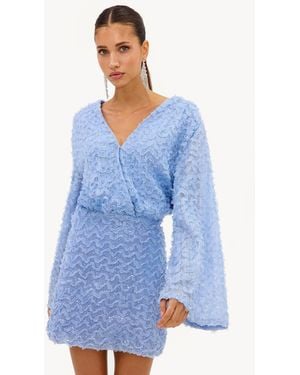 Loavies Sunny Aesthetics Light Dress With Sequins And Ruffles - Blue