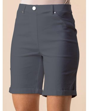 Roman Turned Hem Stretch Shorts - Blue