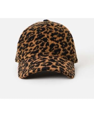 Oliver Bonas Animal Print Brushed Cap Hat - Brown
