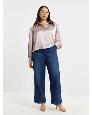 Simply Be Romantic Satin Shirt - Blue