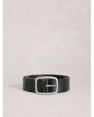 White Stuff Reversible Leather Belt - Black