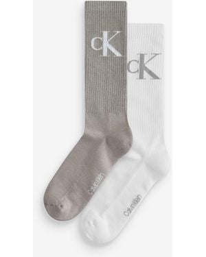 Calvin Klein Jeans Logo 2 Pack Socks - White