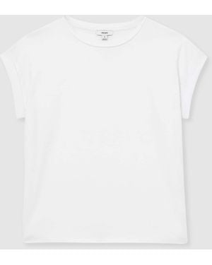 Reiss Tommie Brushed-Cotton Crew-Neck T-Shirt - White