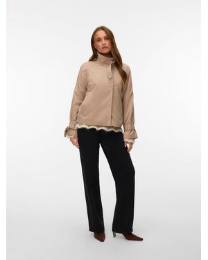 Vero Moda Short Funnel Neck Trenchcoat - Natural