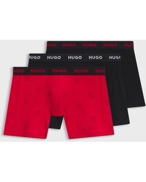 HUGO Stretch Cotton Hipster Boxers 3 Pack - Red