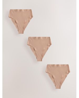 Next Praline High Waist High Leg No Vpl Invisible Comfort Knickers 3 Pack - Natural