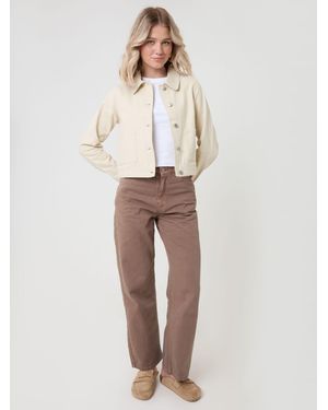 Threadbare Denim Jacket With Patch Pockets - White