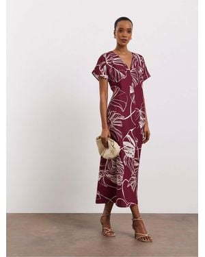 Joanna Hope Burgundy Floral Printed Column Dress - Red