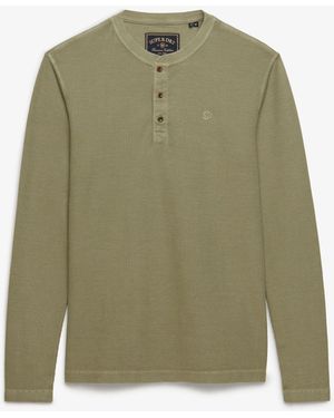 Superdry Waffle Long Sleeve Henley Top - Green