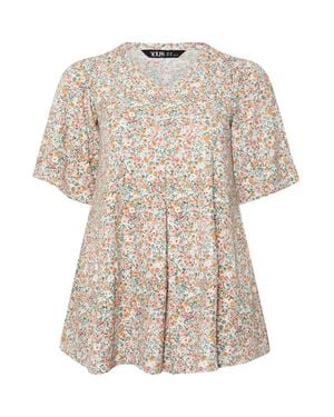 Yours Curve Pleated Front Swing Top - Natural