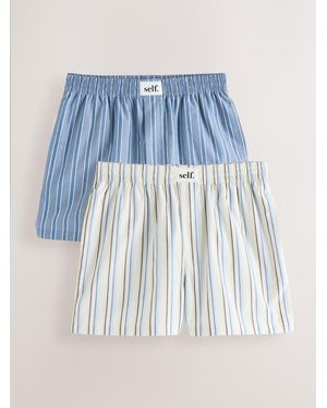 Self Stripe/Cream Boxer Shorts 2 Pack - Blue