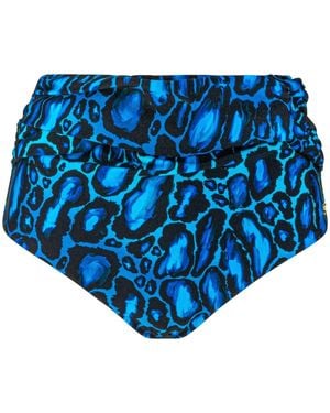 Seaspray Serengeti High Waisted Animal Print Bikini Bottoms - Blue