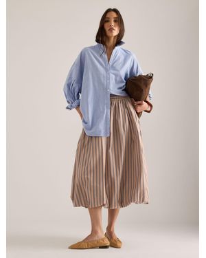 Anthropologie Bubble Hem Midi Skirt - Natural
