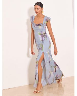 Lipsy Ruffle Sleeve Cowl Neck Maxi Dress - White