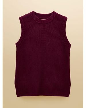 Joules Burgundy Crew Neck Ribbed Knitted Vest - Purple