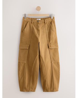 Next Tan Barrel Leg Cargo Pants - Natural