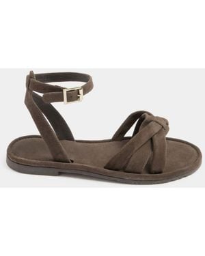 Yours Curve Extra Wide Fit Eee Faux Leather Cross Over Sandals - Brown