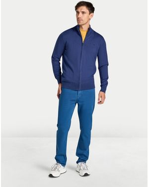 Raging Bull Zip Through Knitted Cardigan - Blue