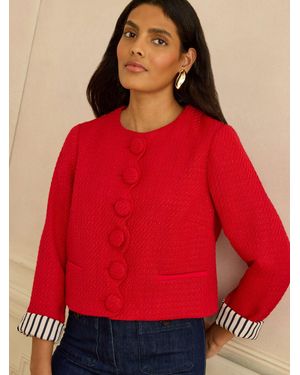 Love & Roses Love & Roses Boucle Scallop Blazer - Red