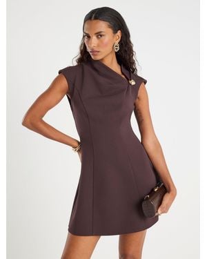River Island Sleeveless Asymmetric Button Detail Mini Dress - Purple