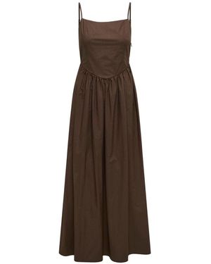 ONLY Tie Back Waist Detail Long Strap Dress - Brown