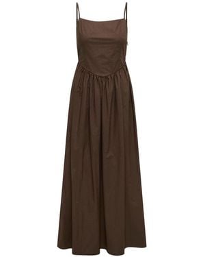 ONLY Tie Back Waist Detail Long Strap Dress - Brown