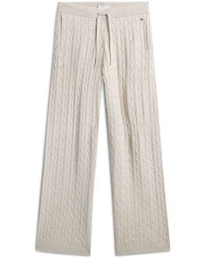 Tommy Hilfiger Cable Knit Wide Leg Lounge Pants - White