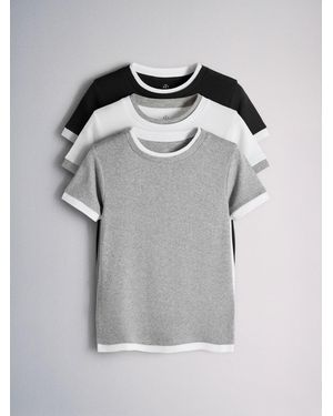 The Set 3 Pack Double Layer Short Sleeve T-Shirts - Grey
