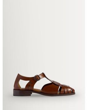 Hebe Studio Pesca Leather Eyelet Sandals - Brown
