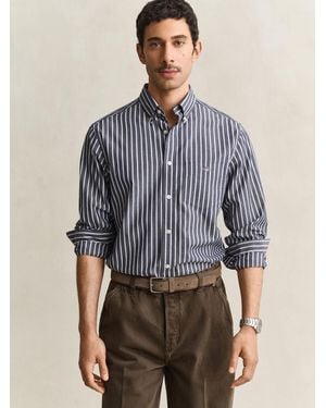 GANT Regular Fit Poplin Stripe Shirt - Blue