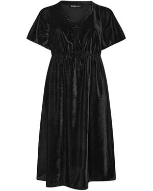 Yours Curve Party Velvet Maxi Bow Dress - Black