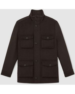 Reiss Wool-Blend Four-Pocket Jacket - Black