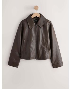 Next Faux Leather Jacket - Brown