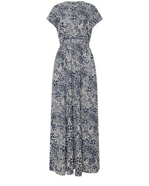 Long Tall Sally 100% Cotton Floral Shirred Waist Dresseu 36 Tall (Uk 8 T) - Blau